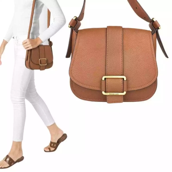 Michael Kors Handbags - Michael Kors Maxine Brown Leather Saddle Bag